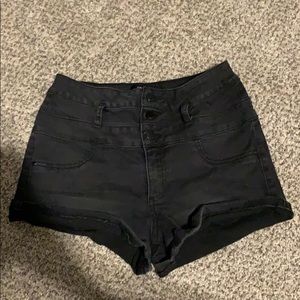 Black high wasted shorts